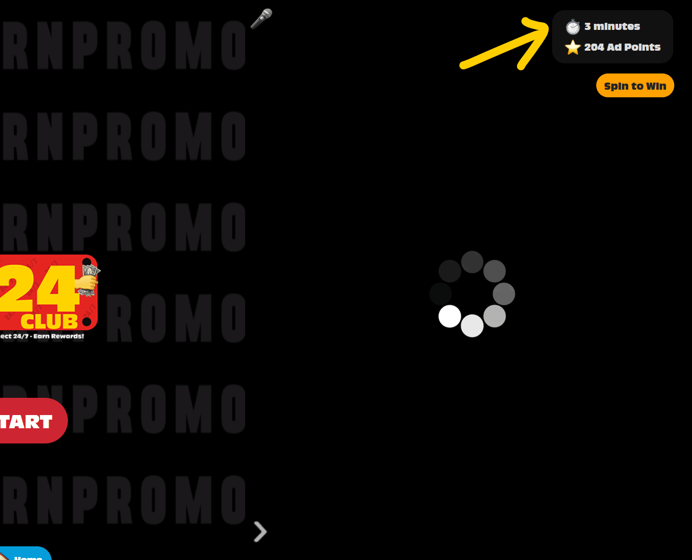 showing minutes earned