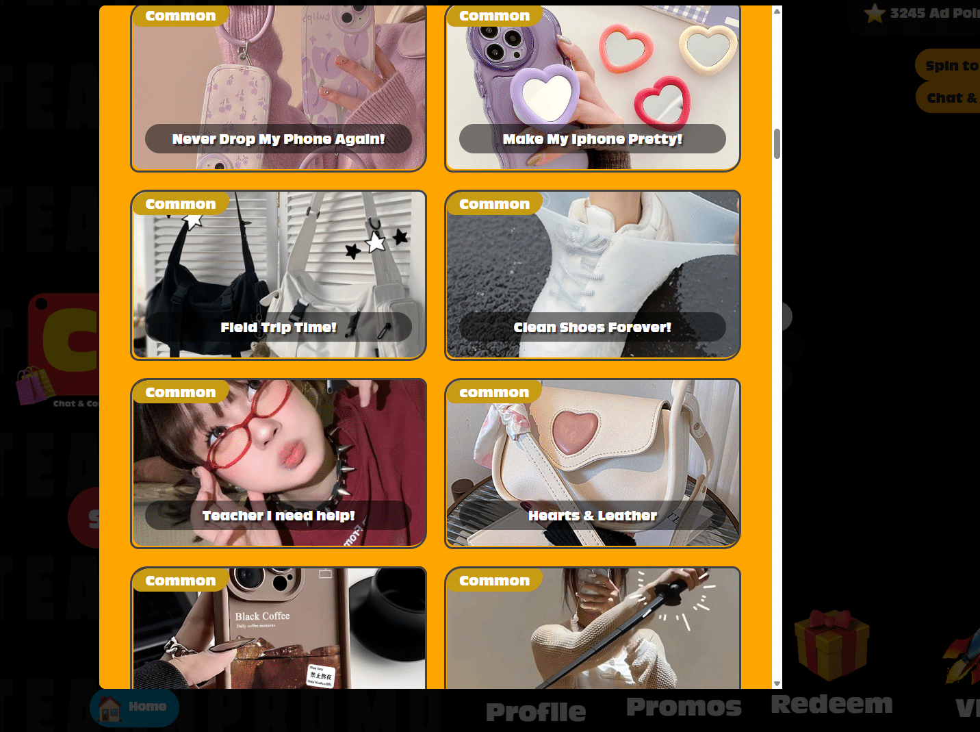 showing the free rewards samples section